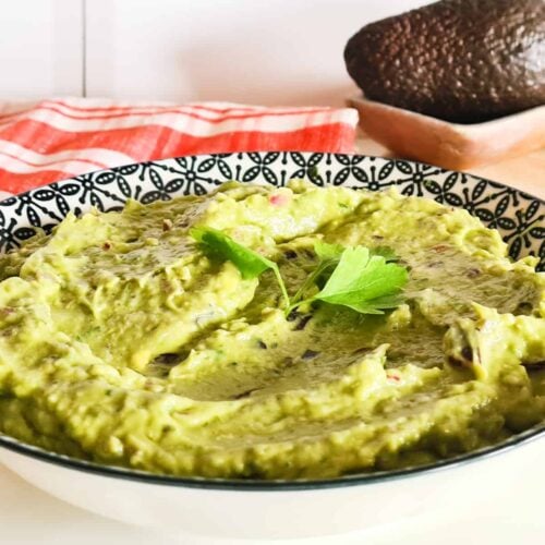 A bowl of homemade Guacamole Yucatan