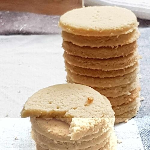 A stack of low-carb almond flour shortbread cookies.