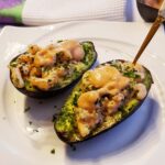 Prawn stuffed avocado boats - healthy avocado recipes, stuffed avocado recipes,