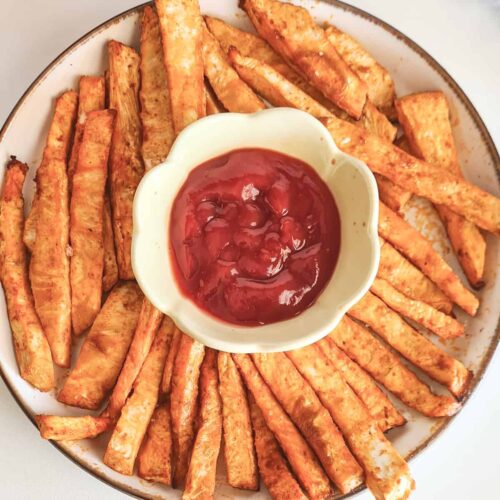 baked celeriac chips or celery root fries
