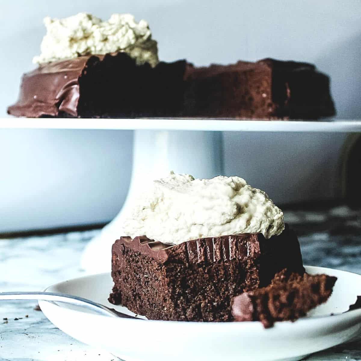 A picture of Keto mocha chocolate cake.