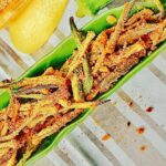 A serving of low-carb okra on a tray