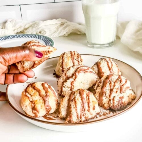 Keto coconut macaroons on a plate.