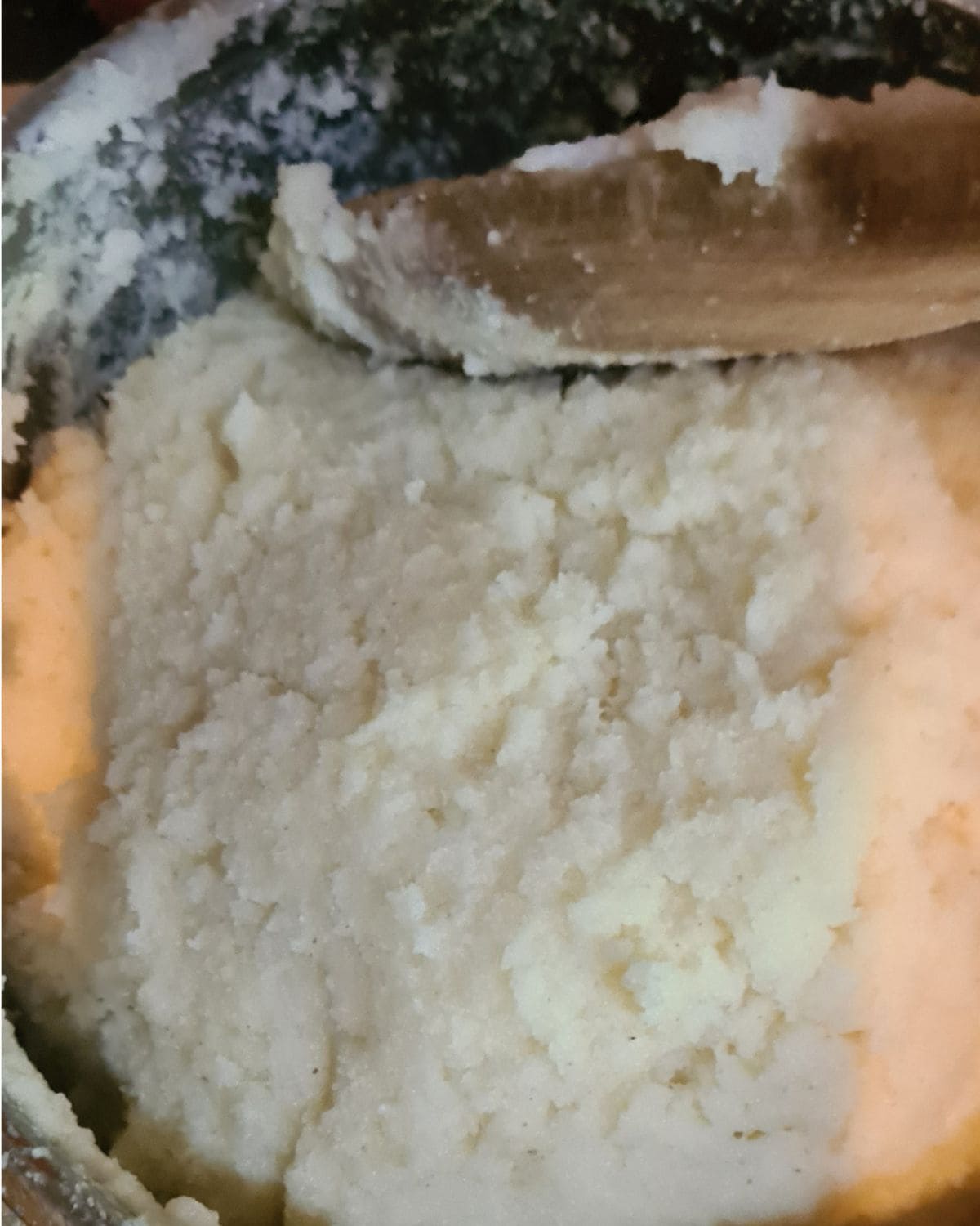 Cooked ugali in a pot ready for serving.