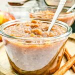 A bowl of homemade no sugar added applesauce.