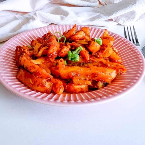 A plate of homemade masala chips.