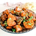 A picture of a bowl of South African beef stew.