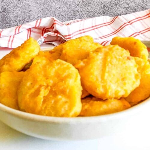 Air fried chicken nuggets cooked from frozen.