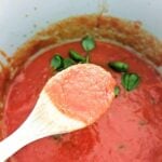 Homemade tomato sauce inside a Ninja Foodi.
