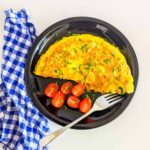 Overhead picture of a carrot omelette.