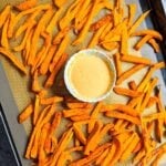Baked sweet potatoes with some spicy Sriracha aioli