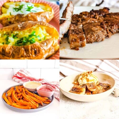A picture showing different dishes made using the ninja foodi.