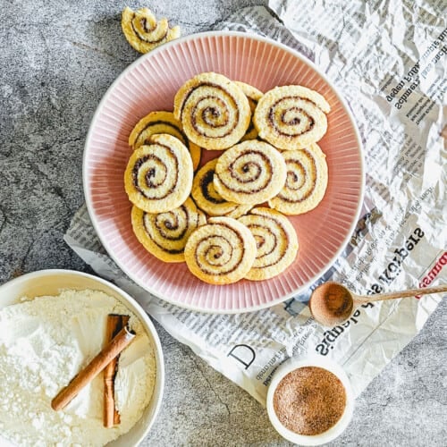 A plate of German cinnamon roll cookies.