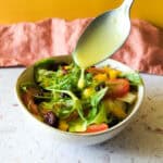 Lemon and walnut oil salad dressing.