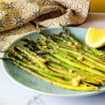 Air fryer asparagus on a plate.
