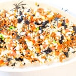 Candy corn Halloween popcorn.