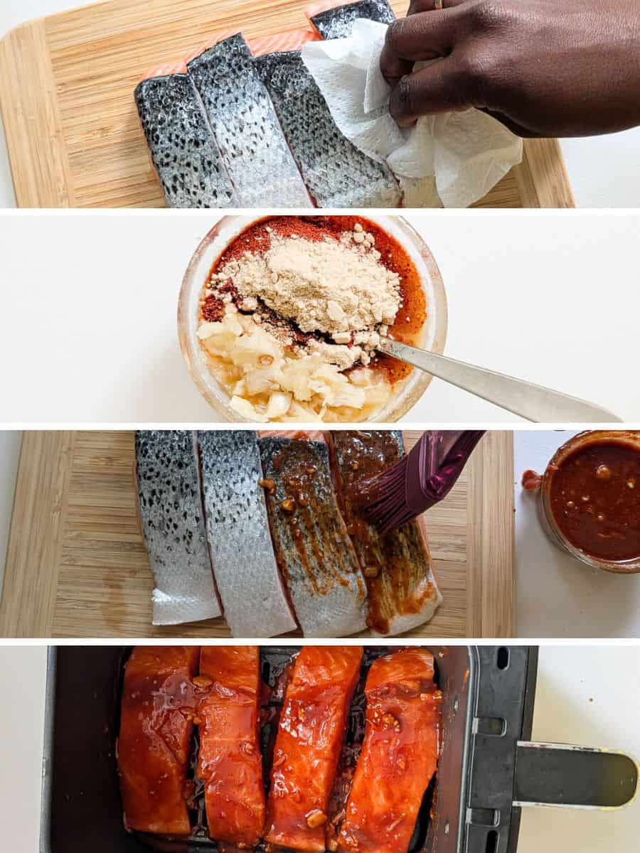 A photo collage showing how to make this recipe.