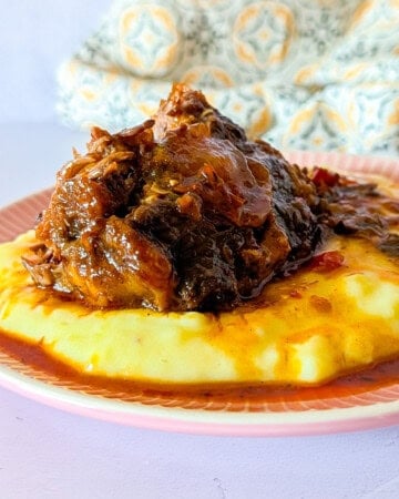 Oxtail stew served with mashed potatoes.